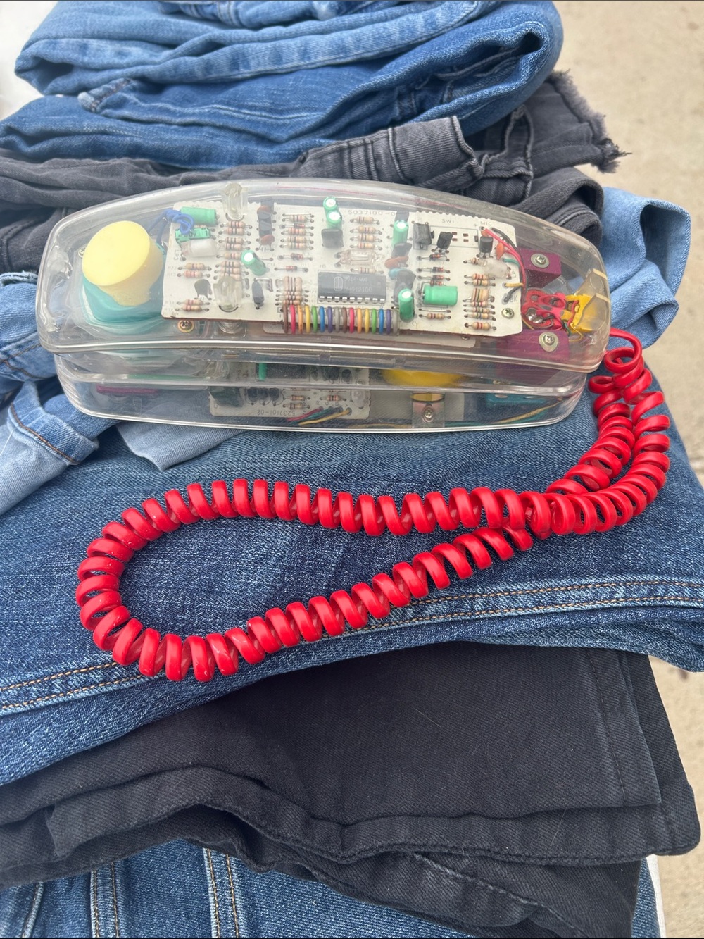 Clear Retro Handset with Red Coil Cord - Radio Shack